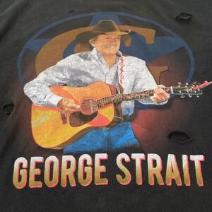 GEORGE STRAIT THRASHED BAND T-SHIRT WOMENS LG PRESHRUNK 100% COTTON COUNTRY